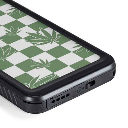 Marijuana Green Checkered Galaxy S23 Waterproof Case