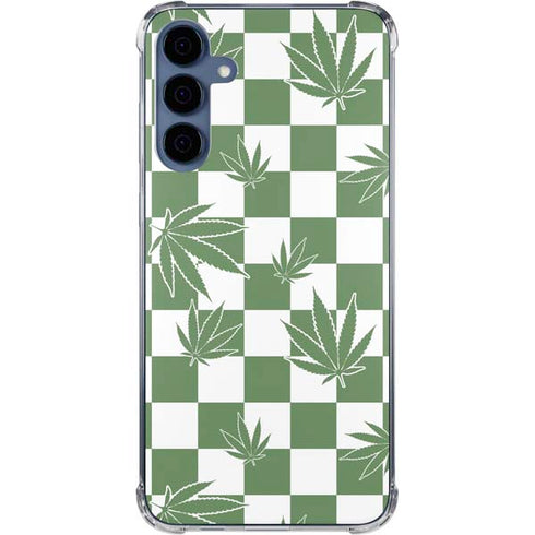Marijuana Green Checkered Galaxy S24 Clear Case