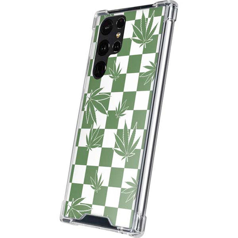 Marijuana Green Checkered Galaxy S24 Ultra Clear Case