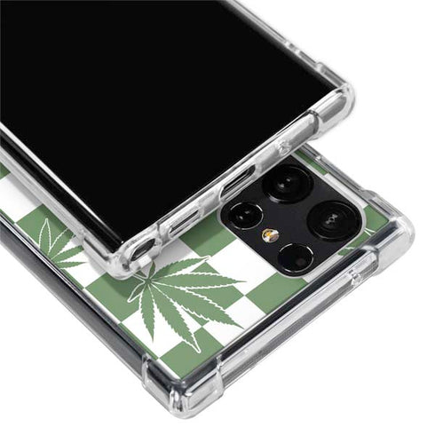 Marijuana Green Checkered Galaxy S24 Ultra Clear Case