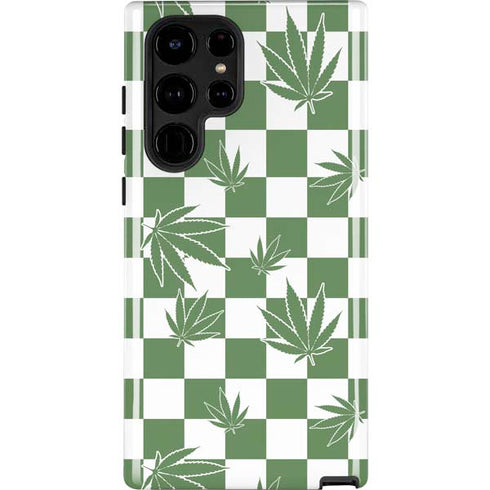 Marijuana Green Checkered Galaxy S24 Ultra Impact Case