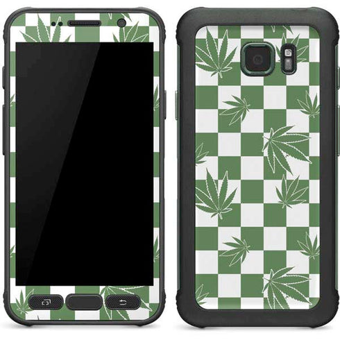 Marijuana Green Checkered Galaxy S7 Active Skin