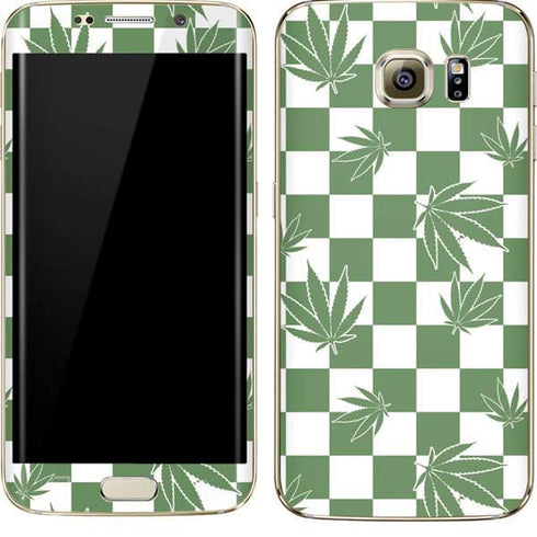 Marijuana Green Checkered Galaxy S7 Edge Skin