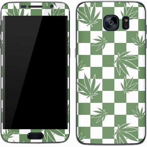 Marijuana Green Checkered Galaxy S7 Skin