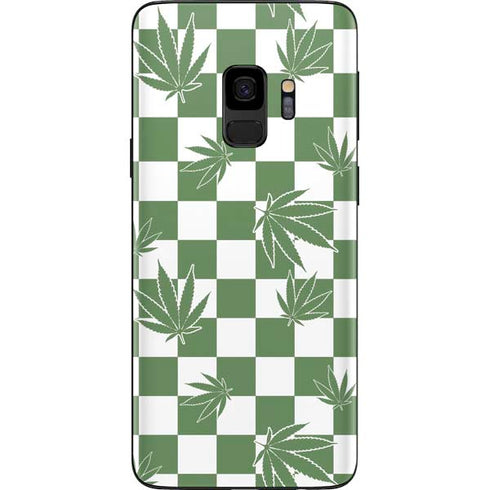 Marijuana Green Checkered Galaxy S9 Skin