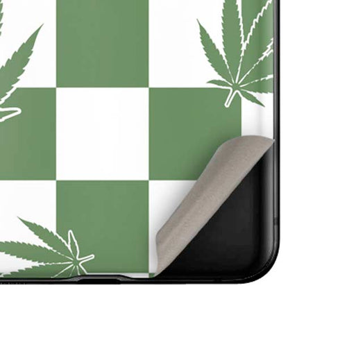 Marijuana Green Checkered Galaxy Z Flip Skin