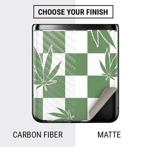 Marijuana Green Checkered Galaxy Z Flip Skin