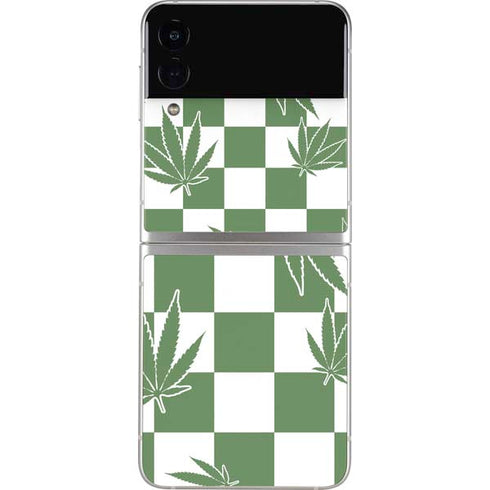 Marijuana Green Checkered Galaxy Z Flip3 5G Skin