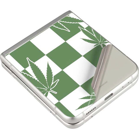 Marijuana Green Checkered Galaxy Z Flip3 5G Skin