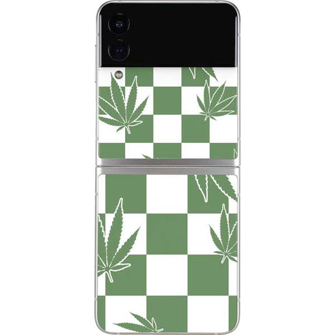 Marijuana Green Checkered Galaxy Z Flip4 5G Skin