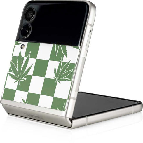 Marijuana Green Checkered Galaxy Z Flip4 5G Skin