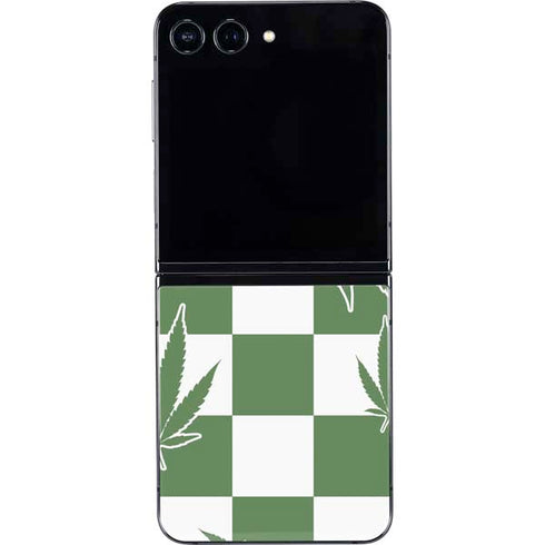 Marijuana Green Checkered Galaxy Z Flip5 5G Skin