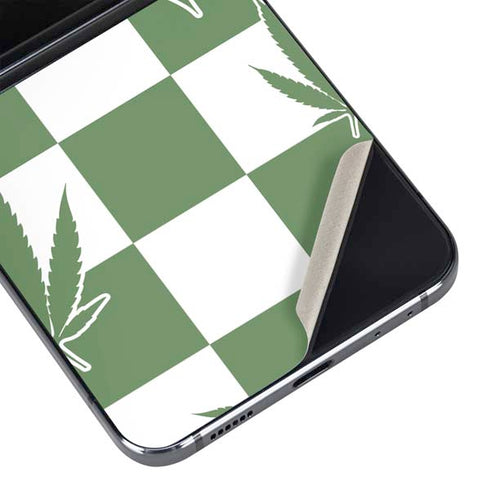 Marijuana Green Checkered Galaxy Z Flip5 5G Skin