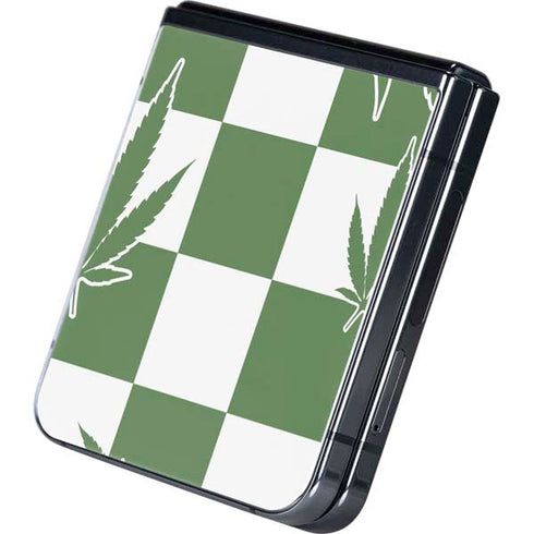 Marijuana Green Checkered Galaxy Z Flip5 5G Skin