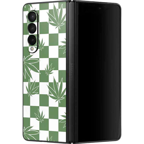 Marijuana Green Checkered Galaxy Z Fold3 5G Skin