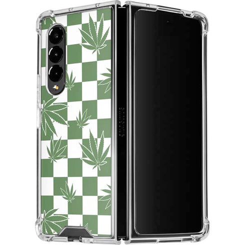 Marijuana Green Checkered Galaxy Z Fold4 5G Clear Case
