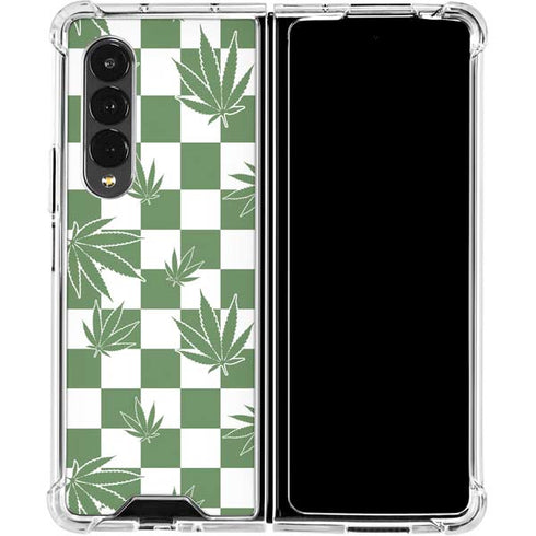 Marijuana Green Checkered Galaxy Z Fold4 5G Clear Case