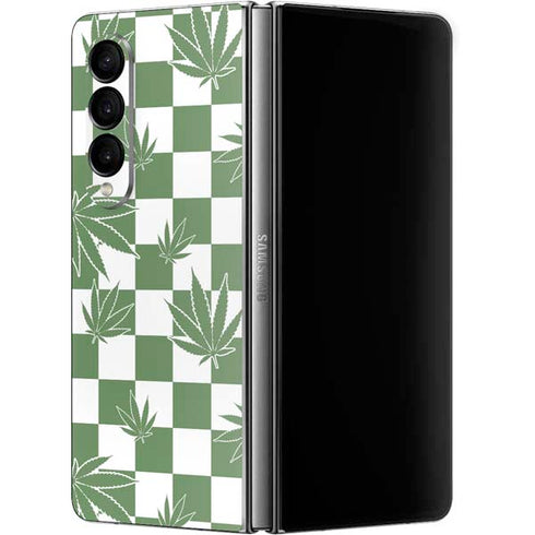 Marijuana Green Checkered Galaxy Z Fold4 5G Skin