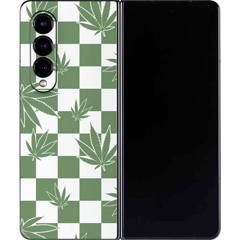 Marijuana Green Checkered Galaxy Z Fold4 5G Skin