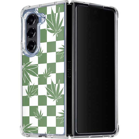 Marijuana Green Checkered Galaxy Z Fold5 5G Clear Case