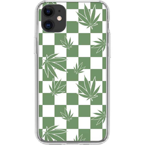 Marijuana Green Checkered iPhone 11 Clear Case