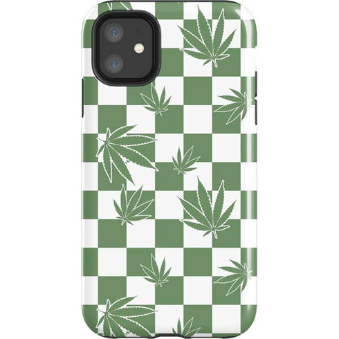 Marijuana Green Checkered iPhone 11 Impact Case