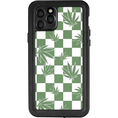 Marijuana Green Checkered iPhone 11 Pro Waterproof Case