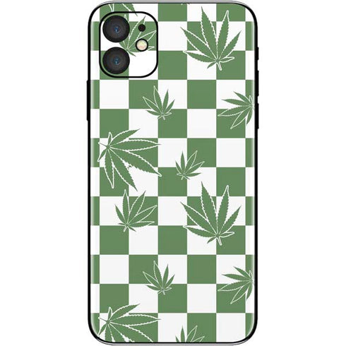 Marijuana Green Checkered iPhone 11 Skin