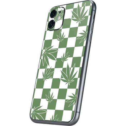 Marijuana Green Checkered iPhone 11 Skin