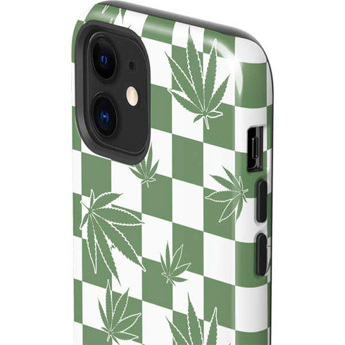 Marijuana Green Checkered iPhone 12 Impact Case