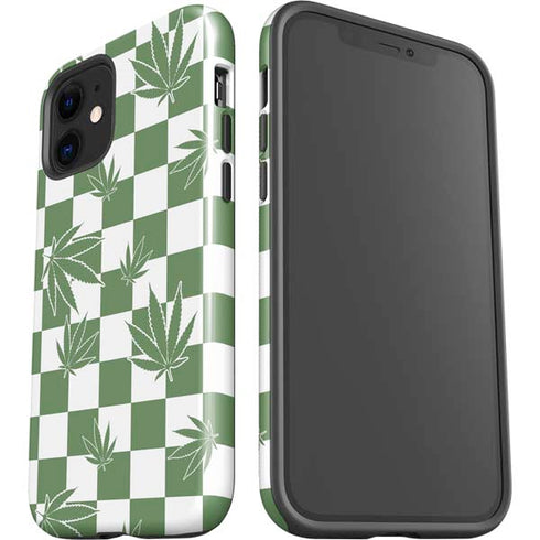 Marijuana Green Checkered iPhone 12 Impact Case