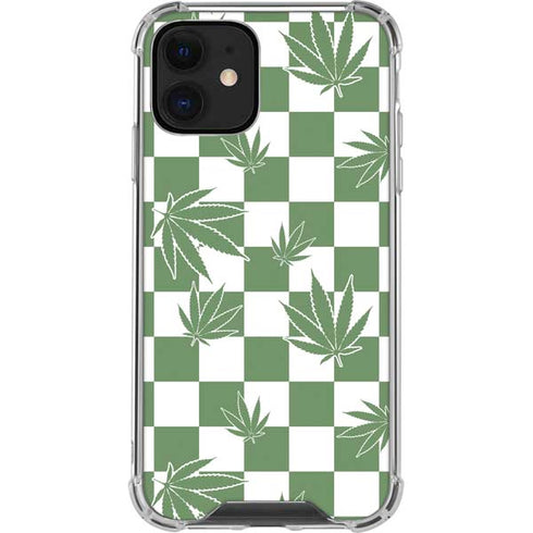 Marijuana Green Checkered iPhone 12 Mini Clear Case