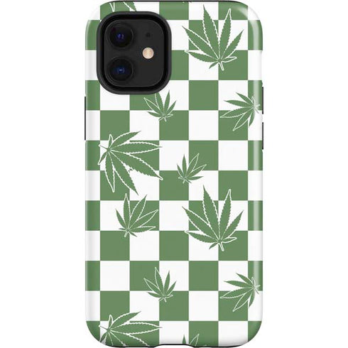 Marijuana Green Checkered iPhone 12 Mini Impact Case