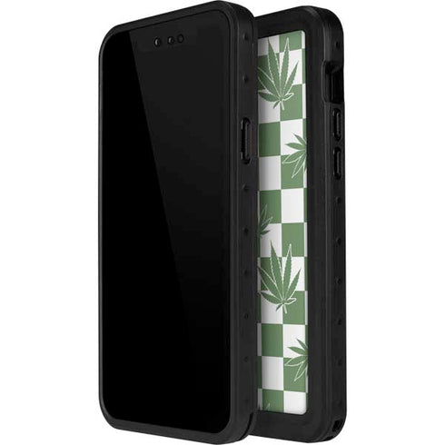 Marijuana Green Checkered iPhone 12 Mini Waterproof Case