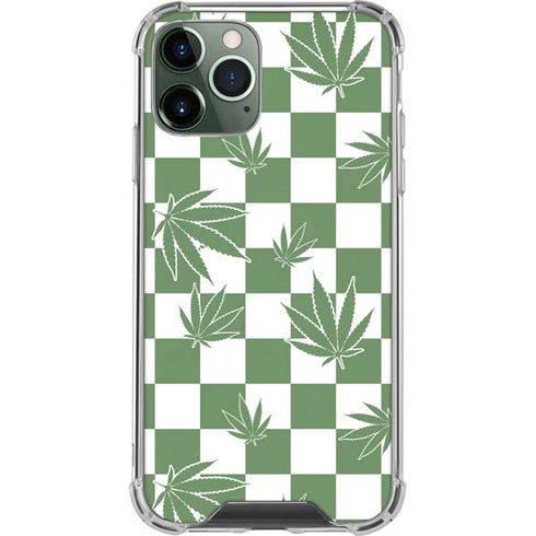 Marijuana Green Checkered iPhone 12 Pro Clear Case