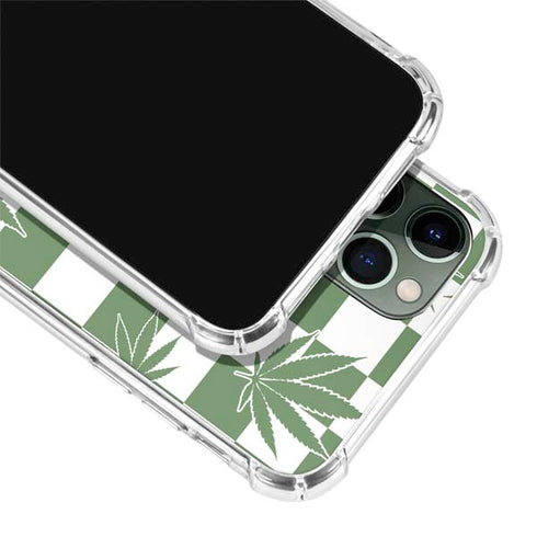 Marijuana Green Checkered iPhone 12 Pro Clear Case