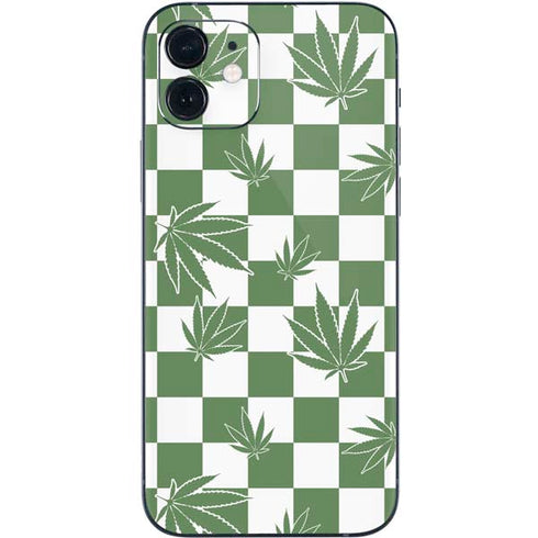 Marijuana Green Checkered iPhone 12 Skin