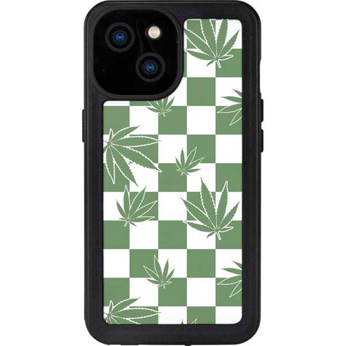 Marijuana Green Checkered iPhone 13 Mini Waterproof Case