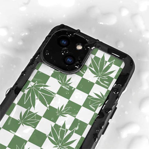 Marijuana Green Checkered iPhone 13 Mini Waterproof Case