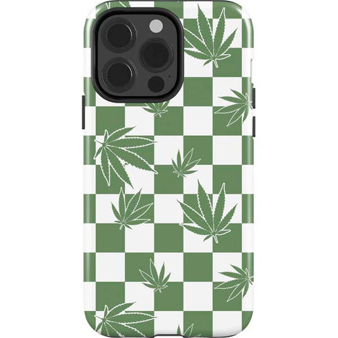Marijuana Green Checkered iPhone 13 Pro Impact Case