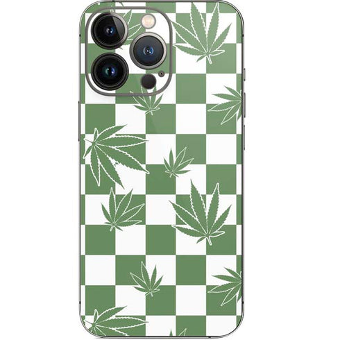 Marijuana Green Checkered iPhone 13 Pro Skin