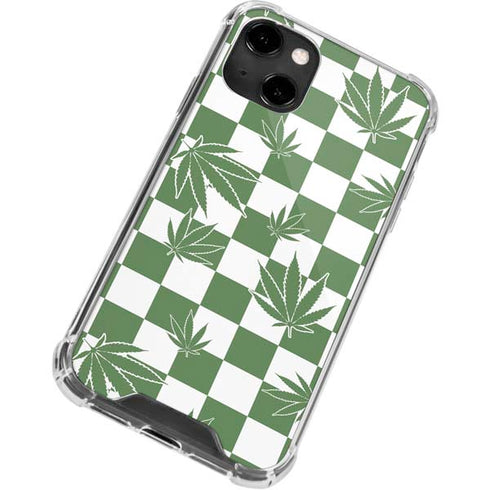 Marijuana Green Checkered iPhone 14 Clear Case