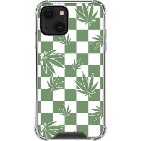 Marijuana Green Checkered iPhone 14 Plus Clear Case