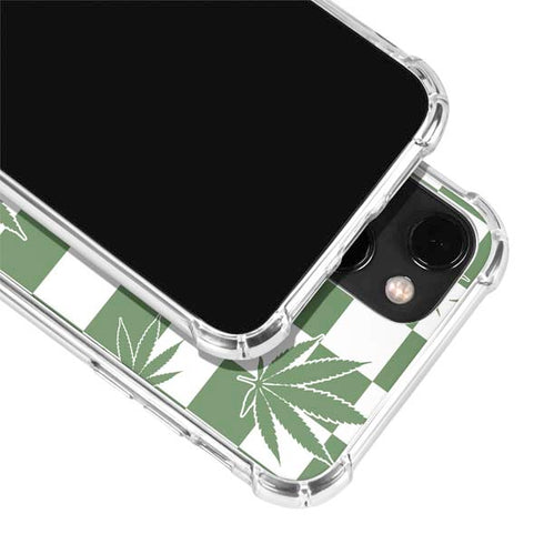 Marijuana Green Checkered iPhone 14 Plus Clear Case