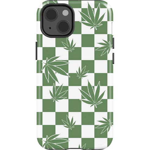 Marijuana Green Checkered iPhone 15 Impact Case