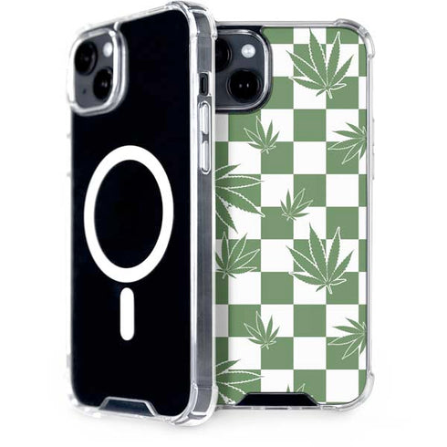 Marijuana Green Checkered iPhone 15 Plus MagSafe Case