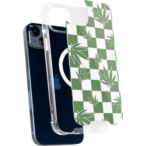 Marijuana Green Checkered iPhone 15 Plus MagSafe Case