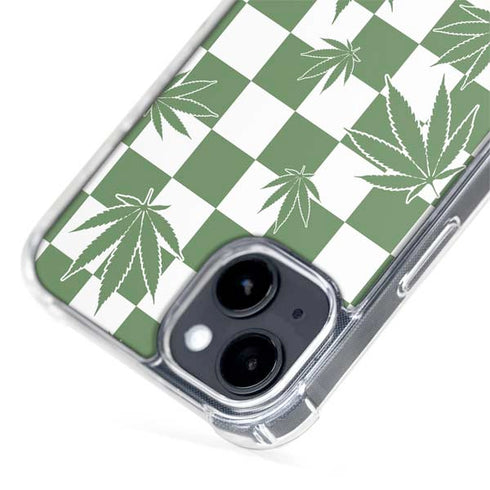 Marijuana Green Checkered iPhone 15 Plus MagSafe Case