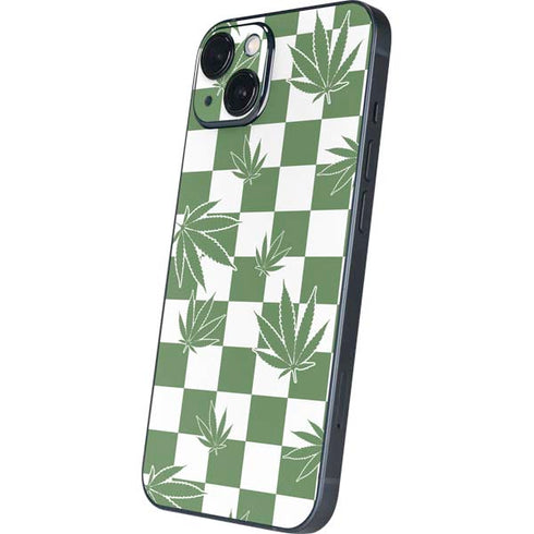 Marijuana Green Checkered iPhone 14 Plus Skin