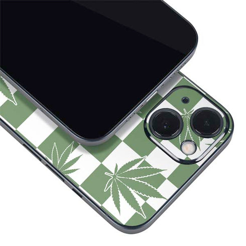 Marijuana Green Checkered iPhone 15 Plus Skin